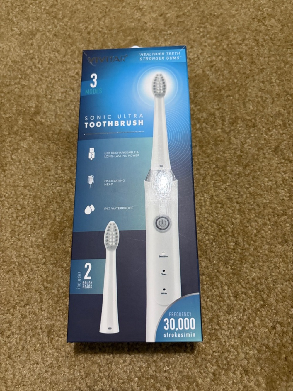 New Vivitar White Sonic Ultra Toothbrush - Rechargeable Electric Toothbrush